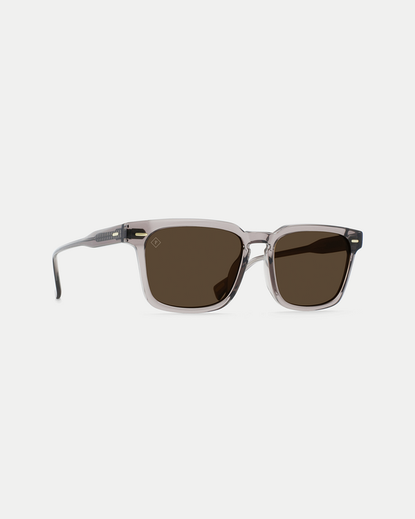 Men's polarized sunglasses with a flat brow, wide fit, and strong angles in sebring brown.