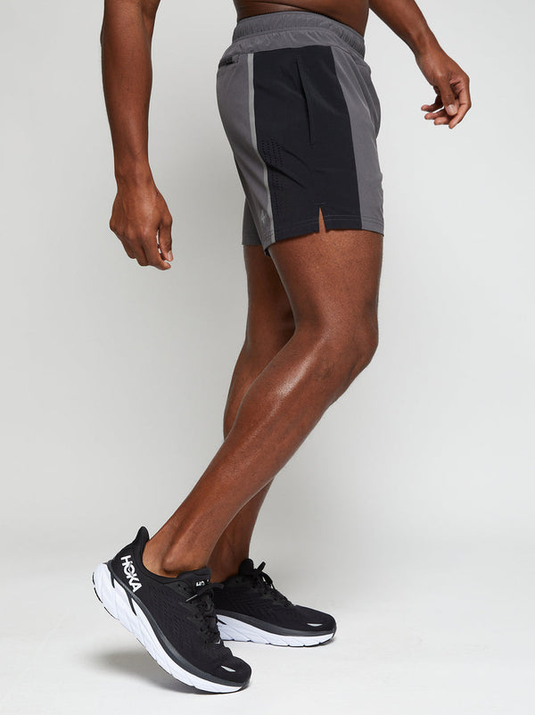 Men's 5 inch lined running/performance short in grey/black