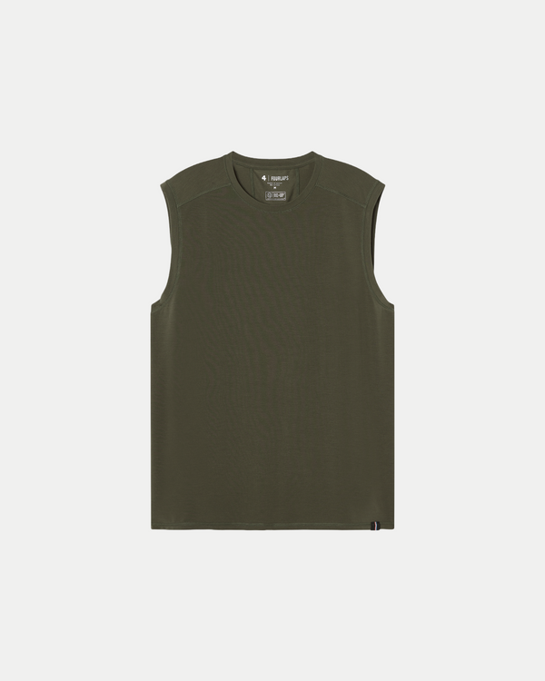Men's sustainable performance muscle tee in army green
