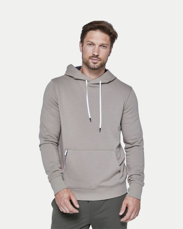 Men's athletic pullover hoodie in color sand