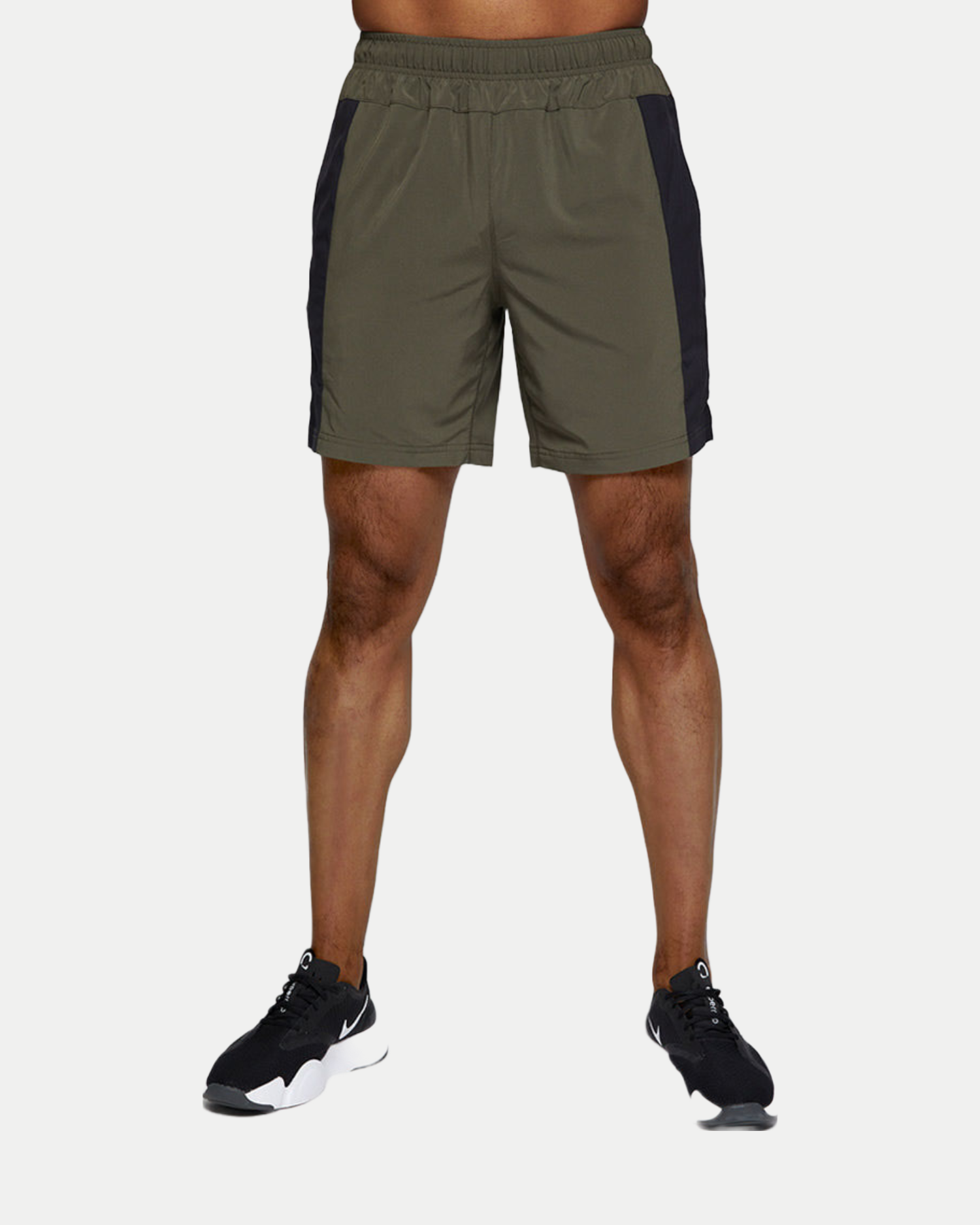 Men's 7 inch lined training short in army green/black