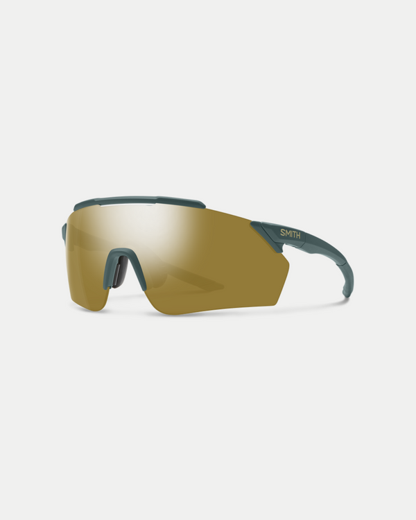 Men's performance sunglasses with a medium to large fit and a lens thats adds enhanced color and detail to your view. Flexible nose bridge and a raised brow. Color matte spruce/bronze mirror.