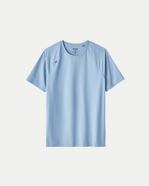 Men's performance, work out crewneck t-shirt in sky blue