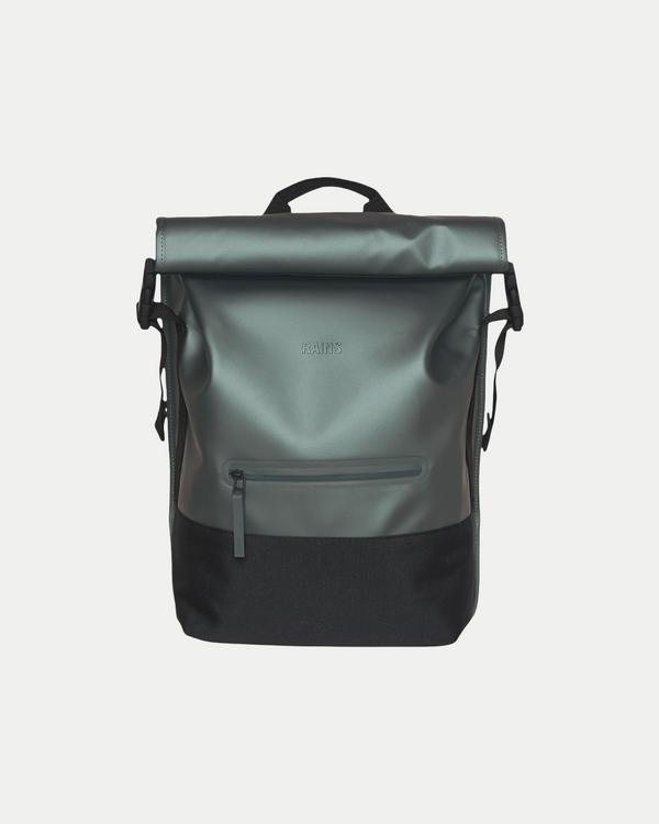 Waterproof rolltop buckle backpack in silverpine/black
