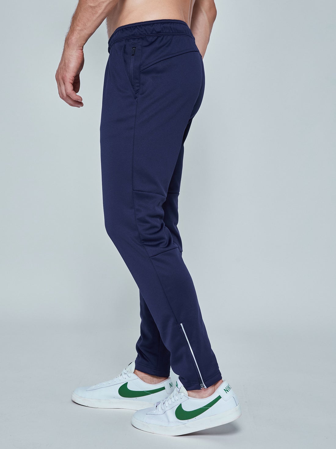 Men's soft athletic track pants in navy blue