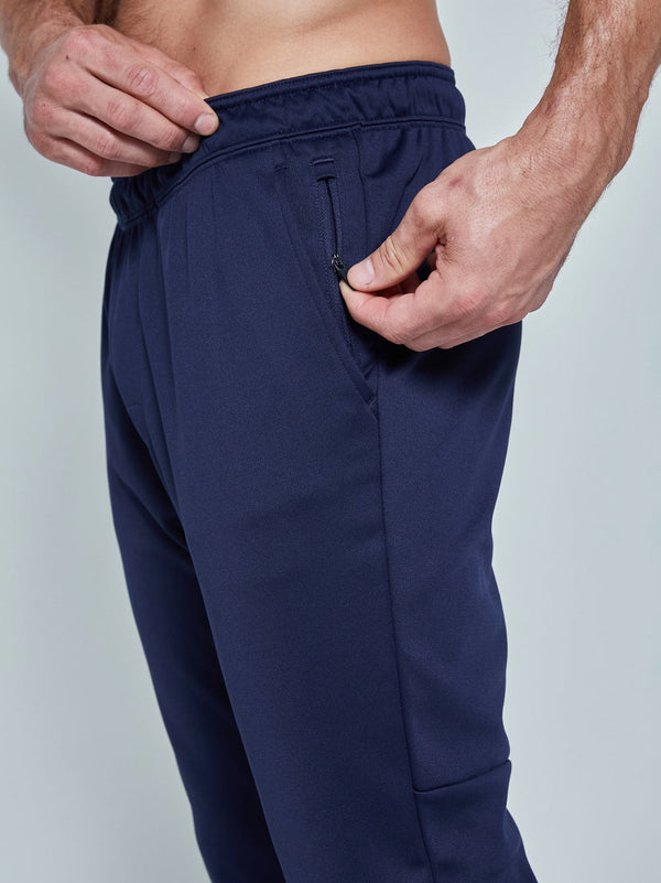 Men's soft athletic track pants in navy blue