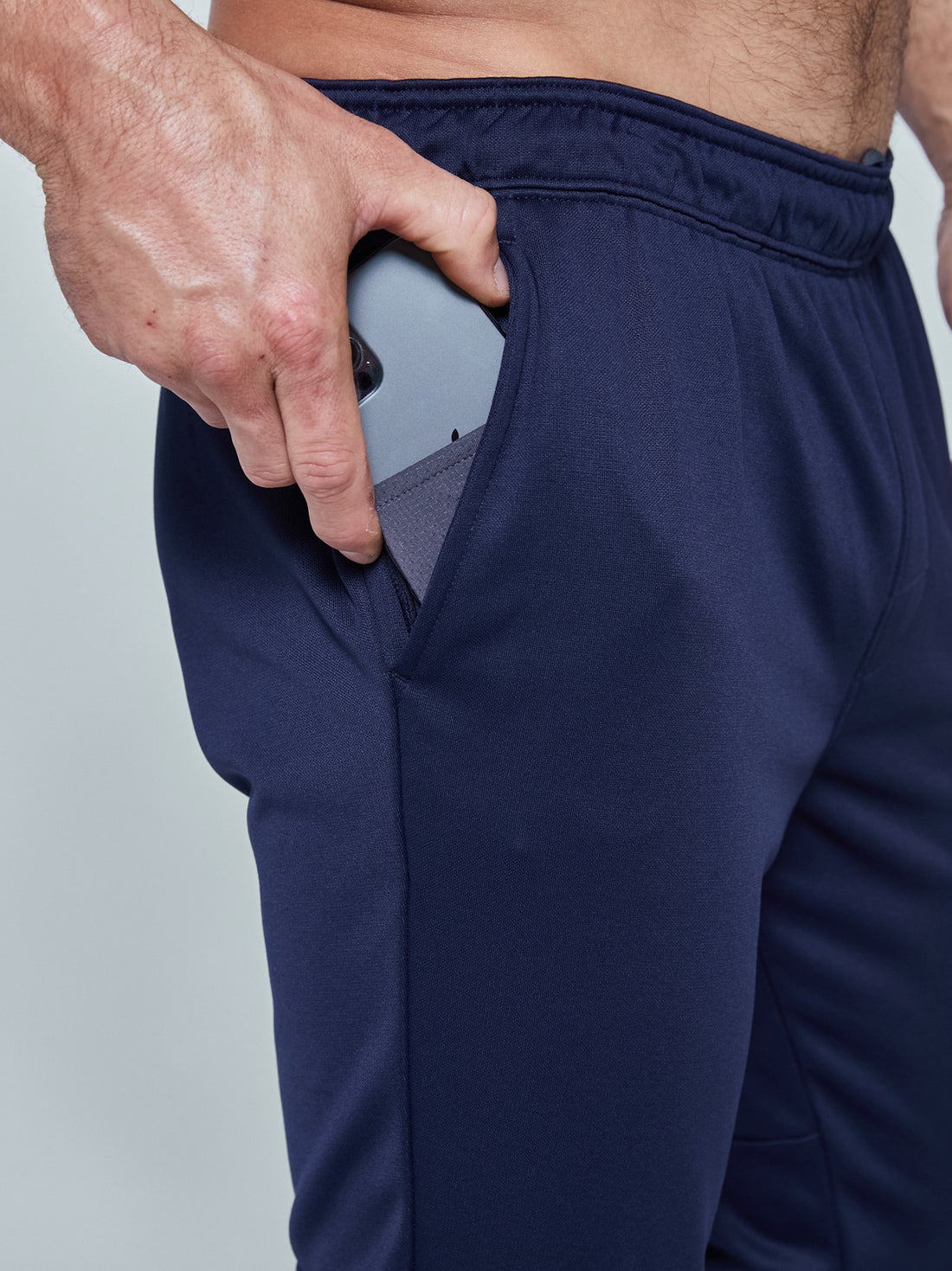 Men's soft athletic track pants in navy blue