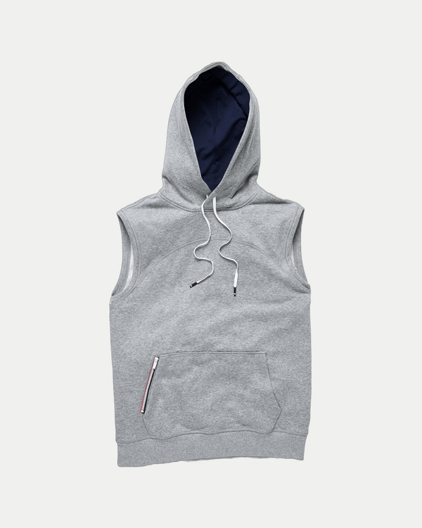 Men's athletic pullover sleeveless hoodie in grey
