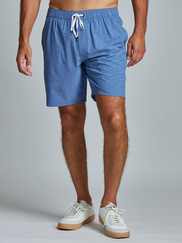 Men's athletic multi-functional short in heather blue