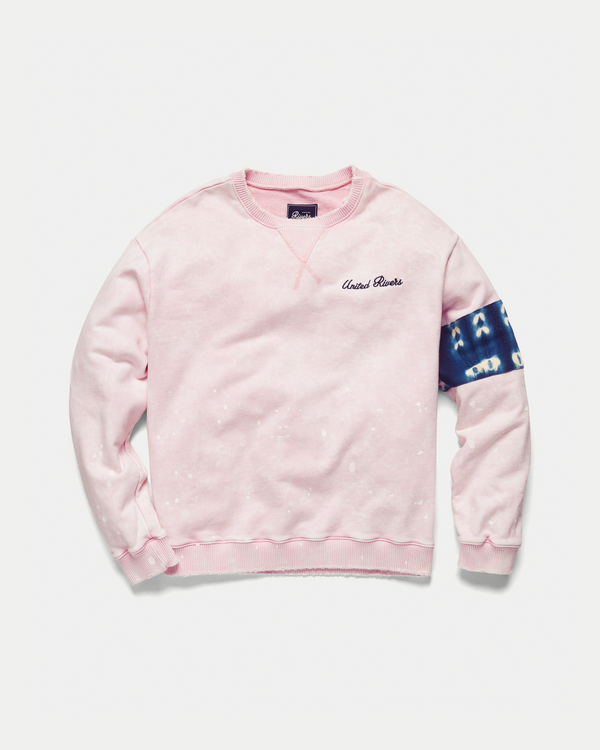 Men's oversized crewneck sweater in pink with artistic features in 100% cotton.