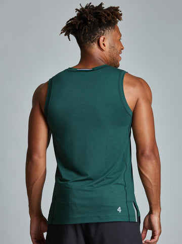 Men's fitness moisture-wicking tank top in hunter green
