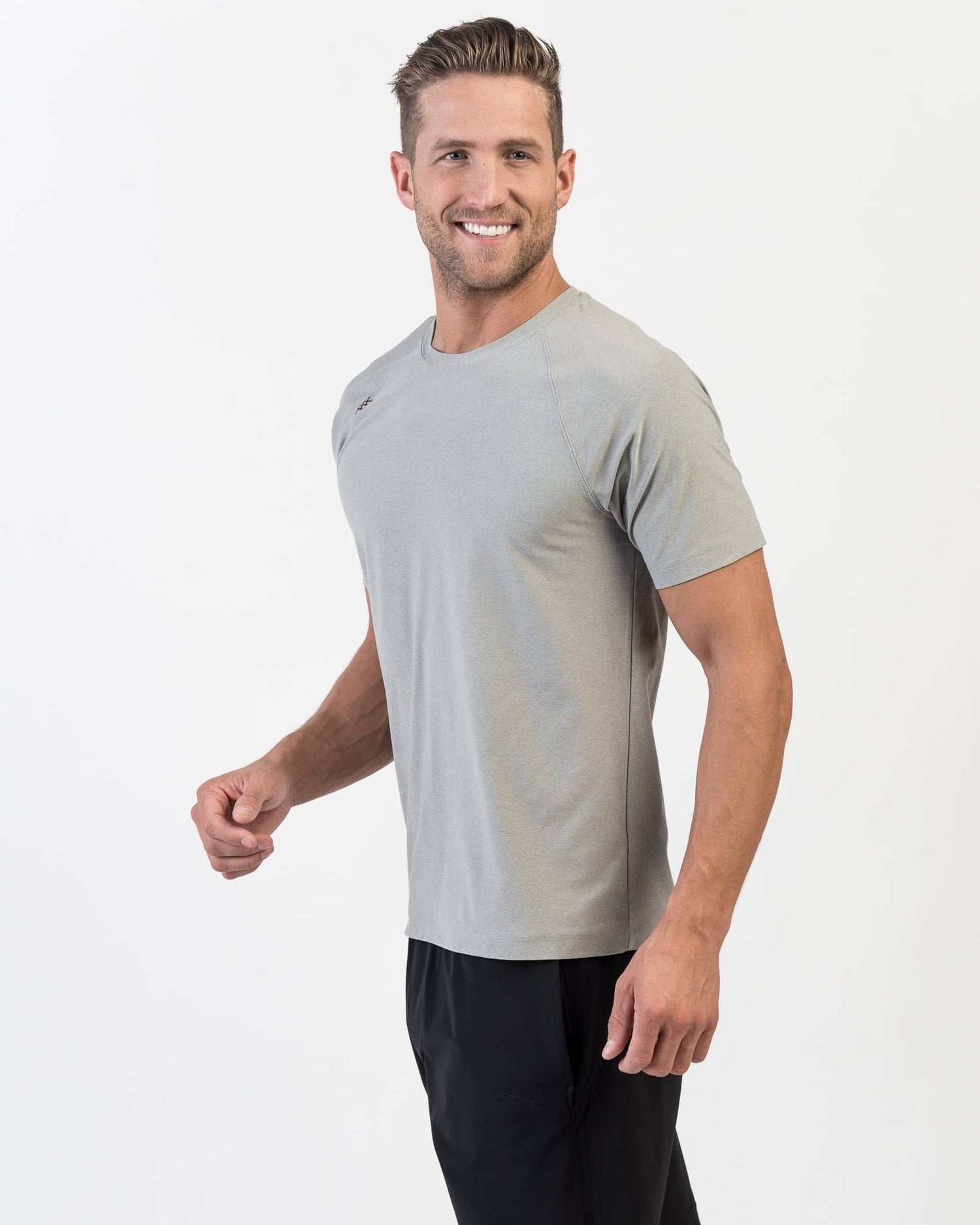 Men's performance crewneck t-shirt in heather grey