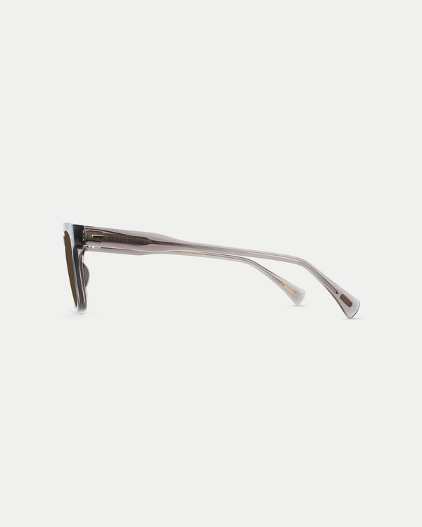Men's polarized sunglasses with a flat brow, wide fit, and strong angles in sebring brown.