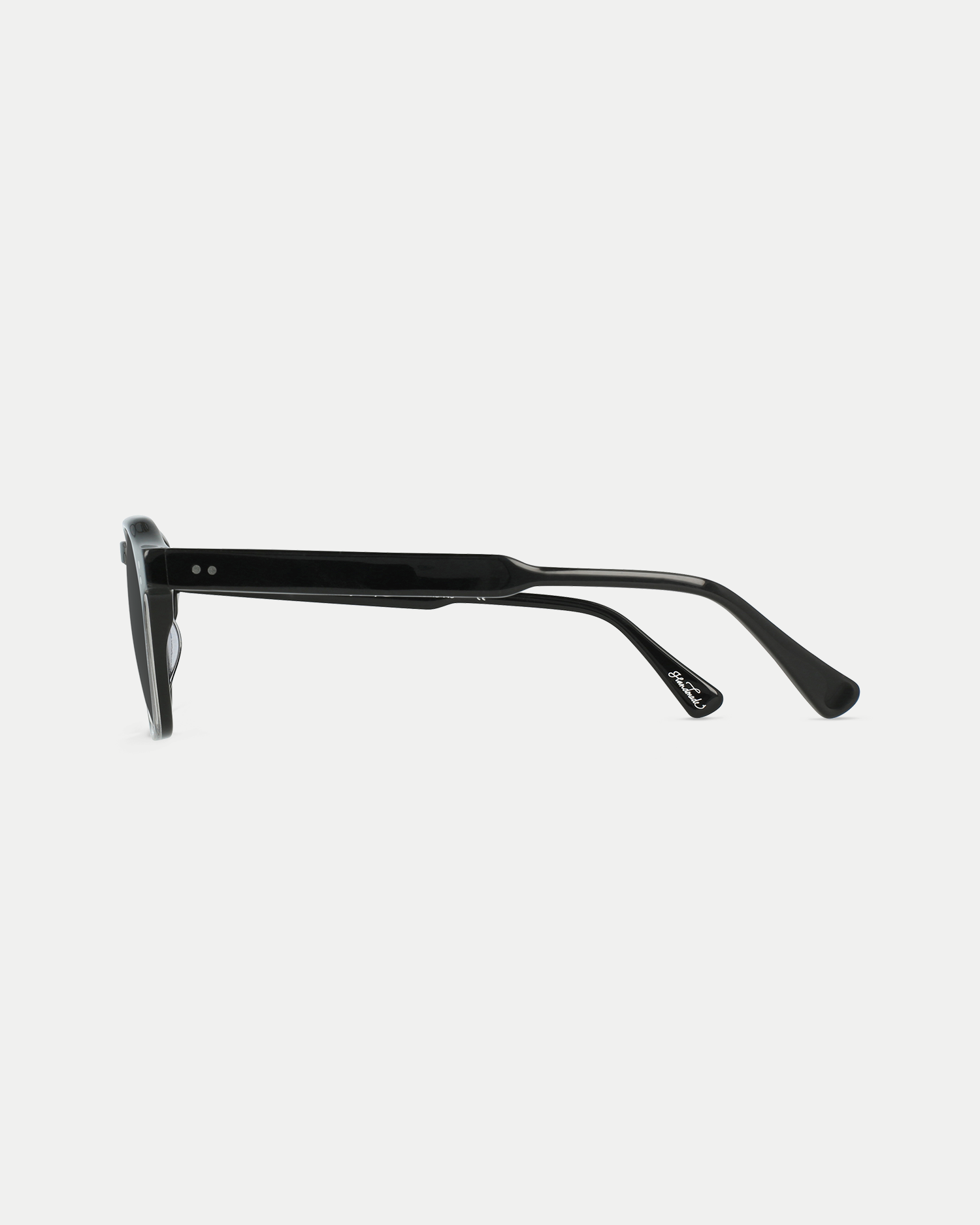 Men's modern sunglasses with an angular frame, and a slightly narrow fit in crystal black.