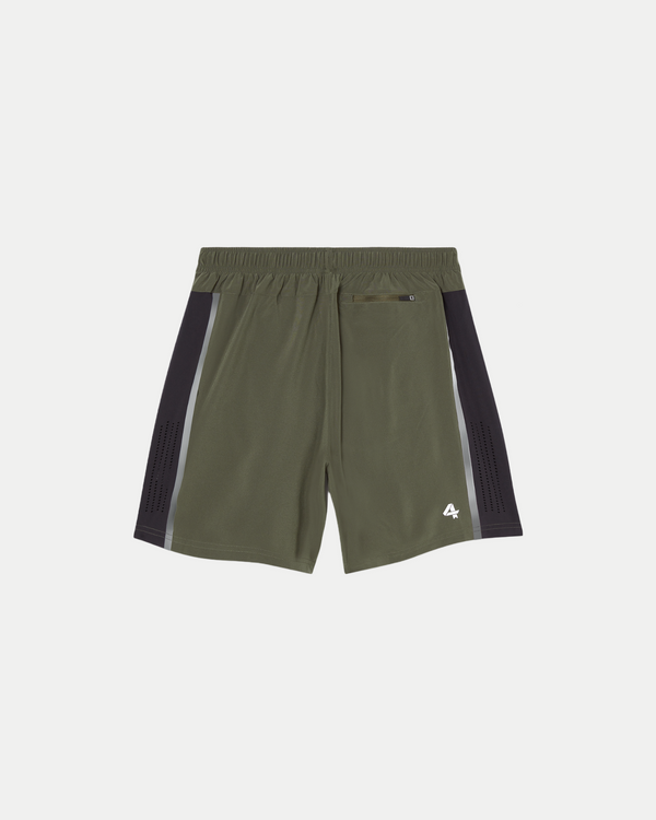 Men's 7 inch lined training short in army green/black