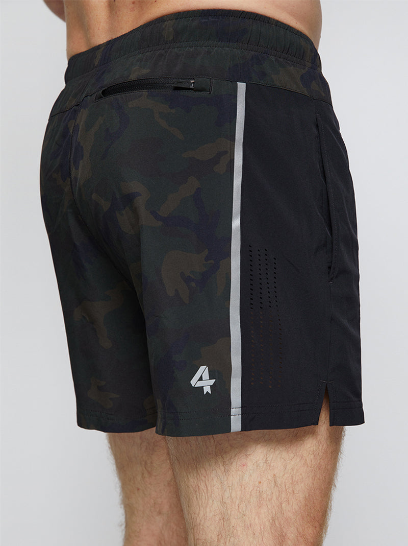 Men's 5 inch lined running/performance short in camouflage/black