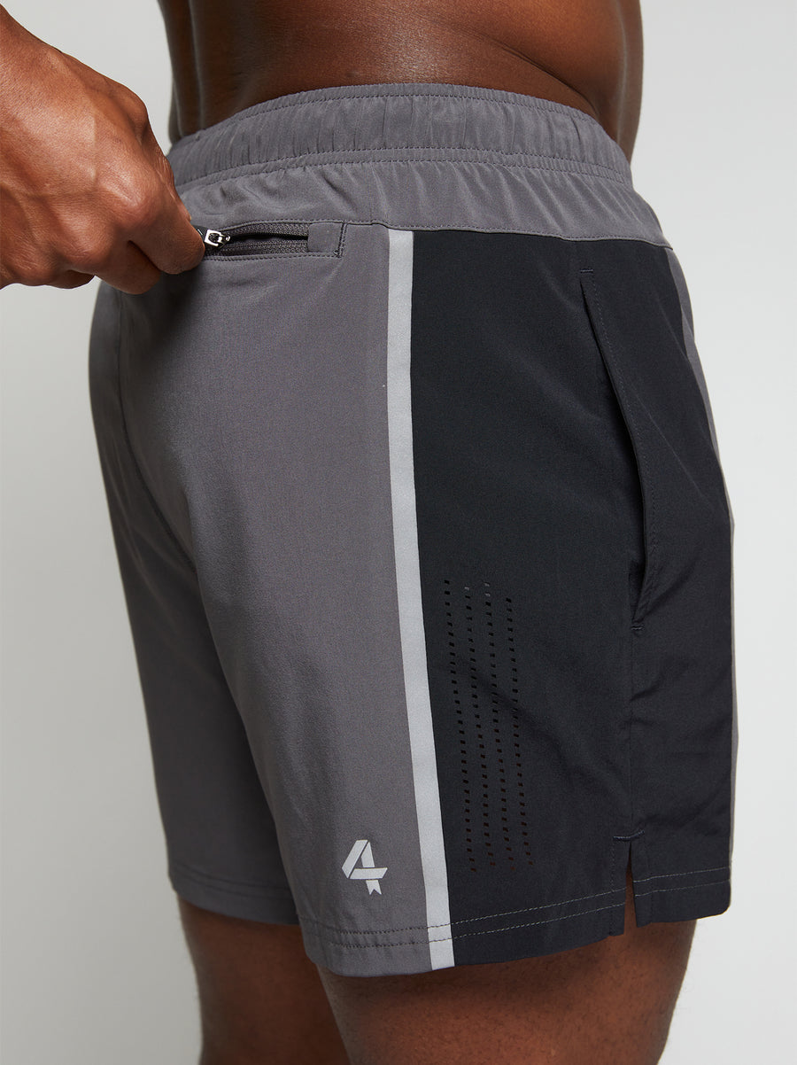 Men's 5 inch lined running/performance short in grey/black