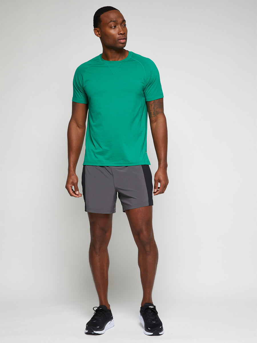 Men's 5 inch lined running/performance short in grey/black