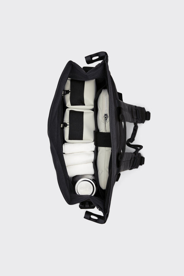 Waterproof rolltop buckle backpack in silverpine/black