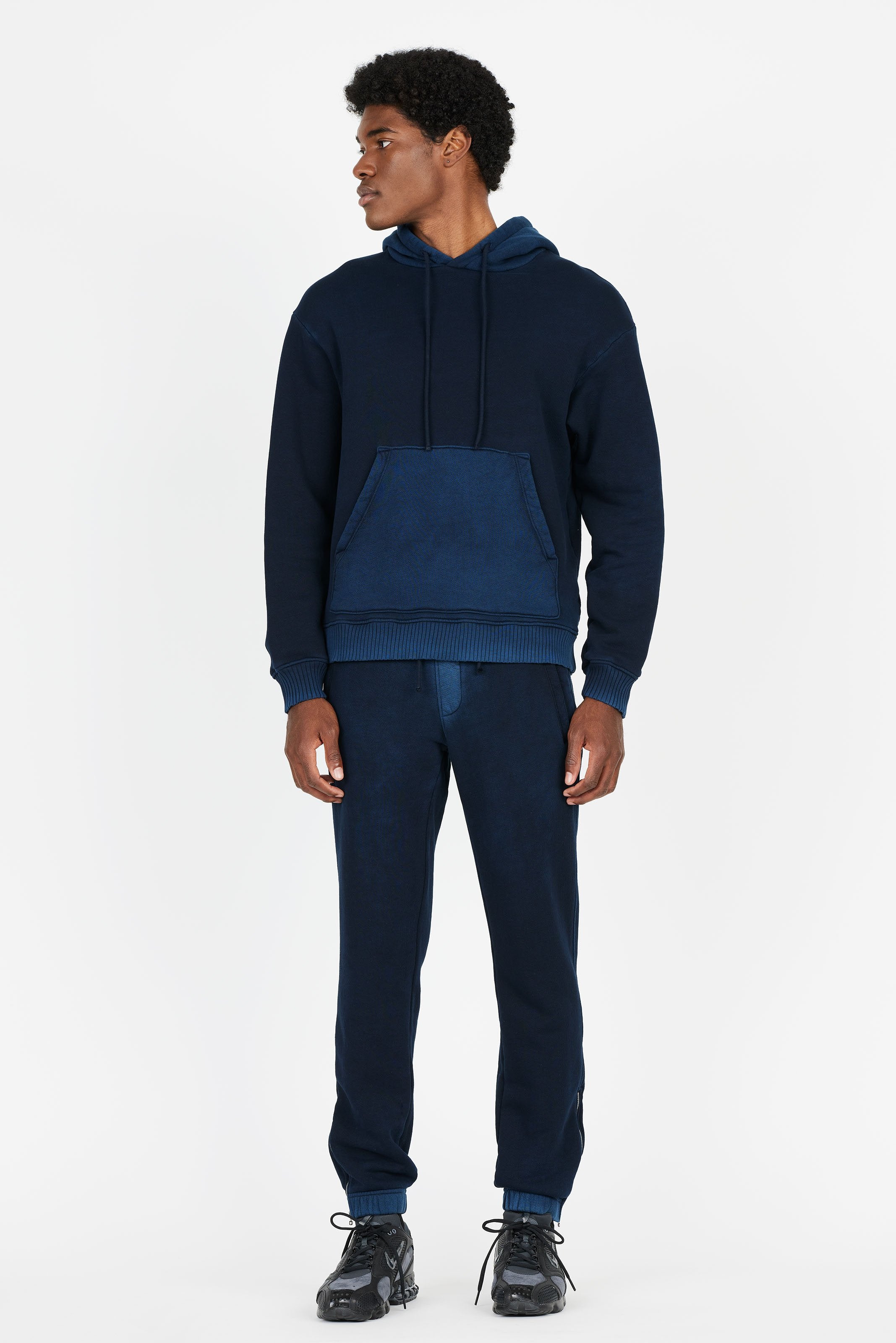 Men's classic over sized, pullover hoodie in vintage navy blue.