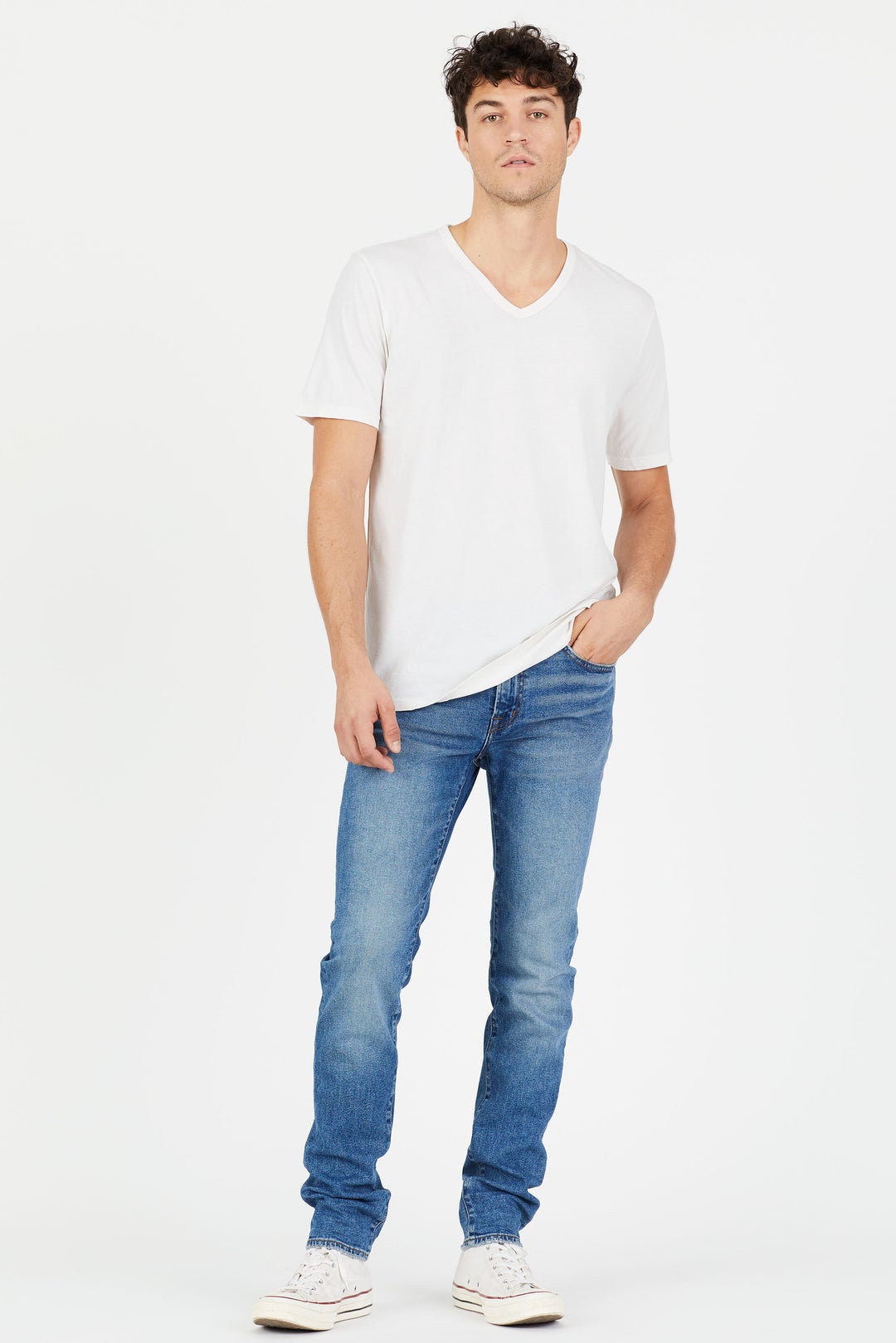 Men's ultra soft classic v-neck shirt in white