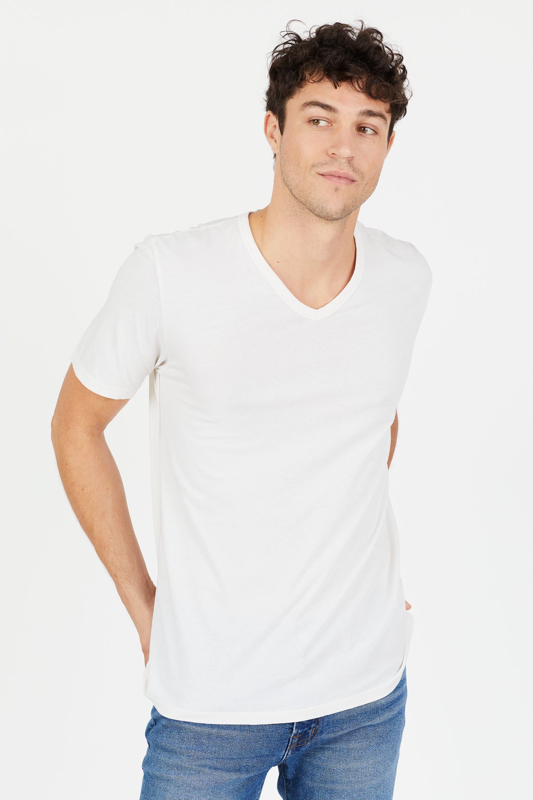 Men's ultra soft classic v-neck shirt in white