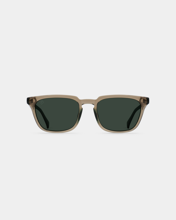 Men's modern, timeless polarized sunglasses with strong angles and 100% UVA/UVB protection in grey/green.