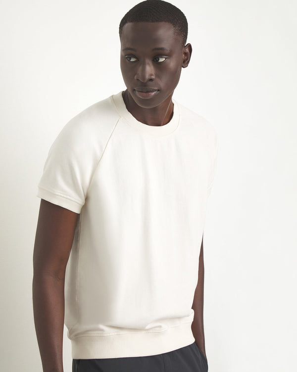 Men's crewneck short sleeve sweatshirt in off white