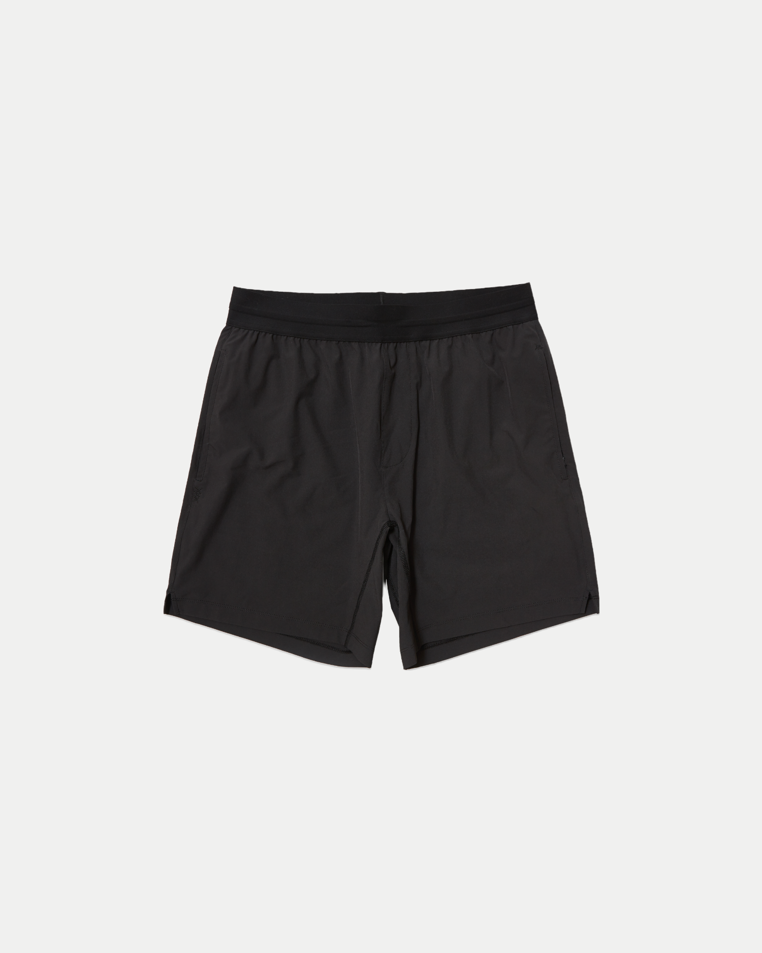 Men's 7 inch lined training short in black with moisture wicking technology. 