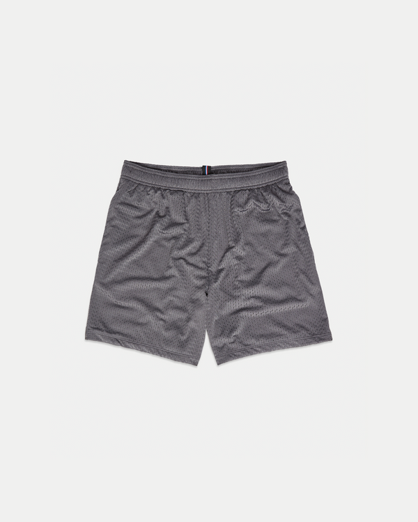 Men's 6 inch active, soft mesh fabric short in charcoal gray