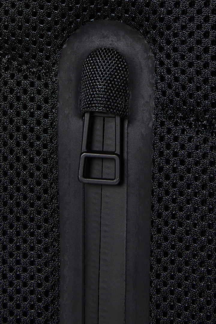 Waterproof, functional and sporty designed mountain backpack in two-toned black/wood