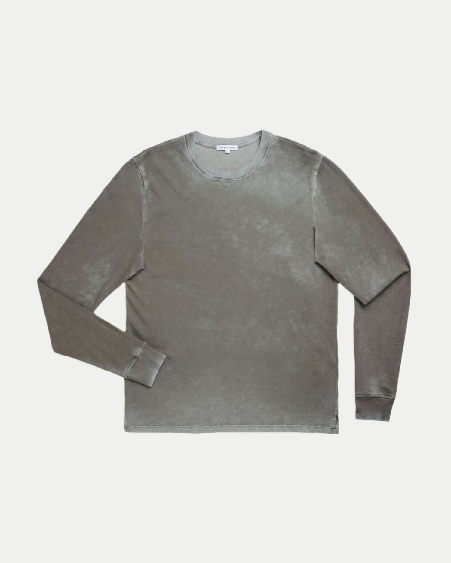 Mens relaxed fit long sleeve t-shirt in taupe 