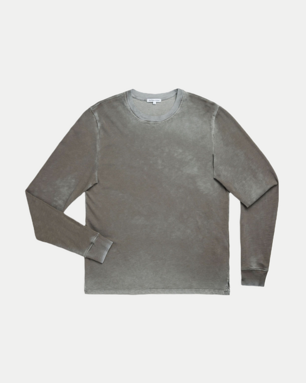 Mens relaxed fit long sleeve t-shirt in taupe 