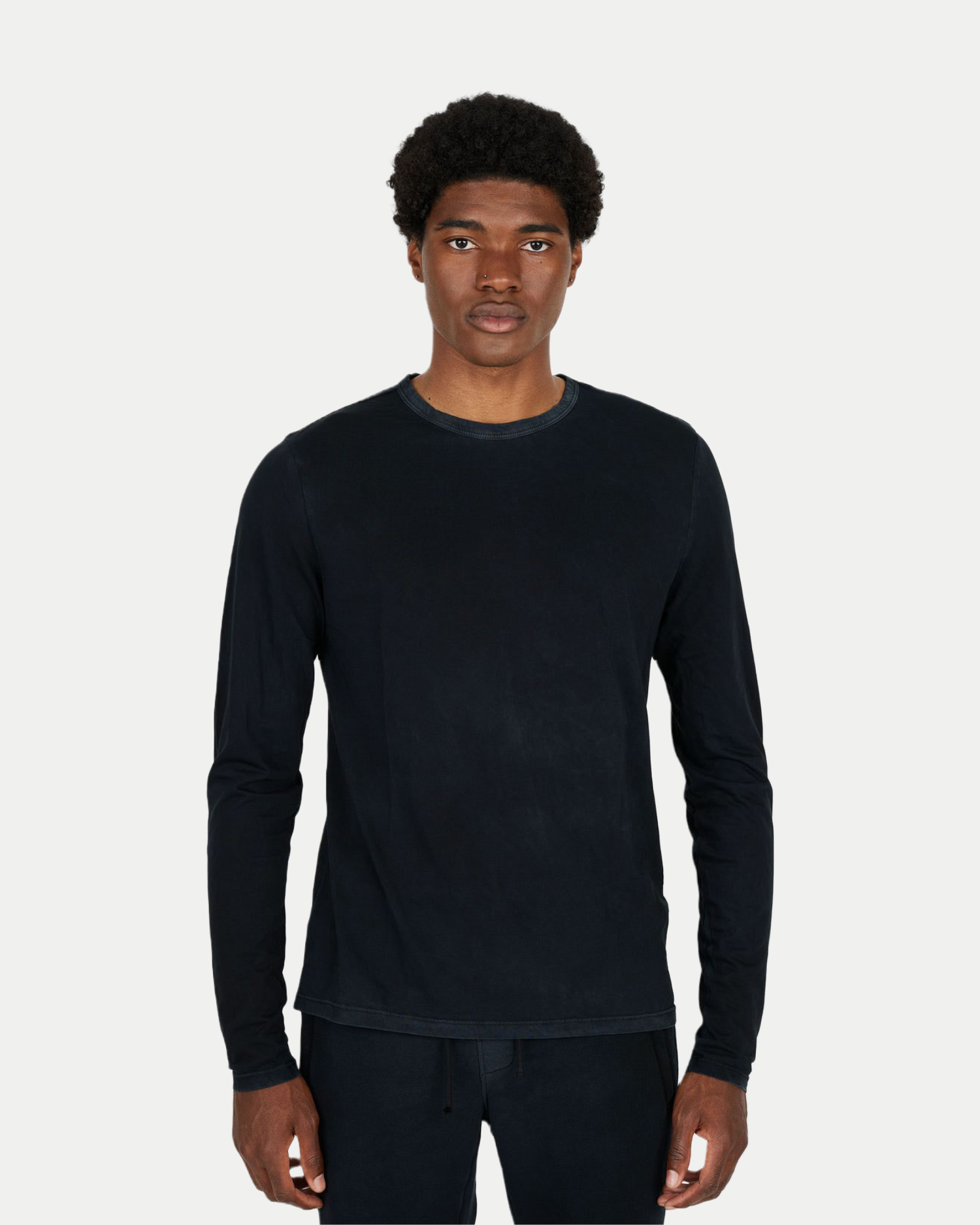 Men's ultra soft classic crewneck long sleeve shirt in vintage black