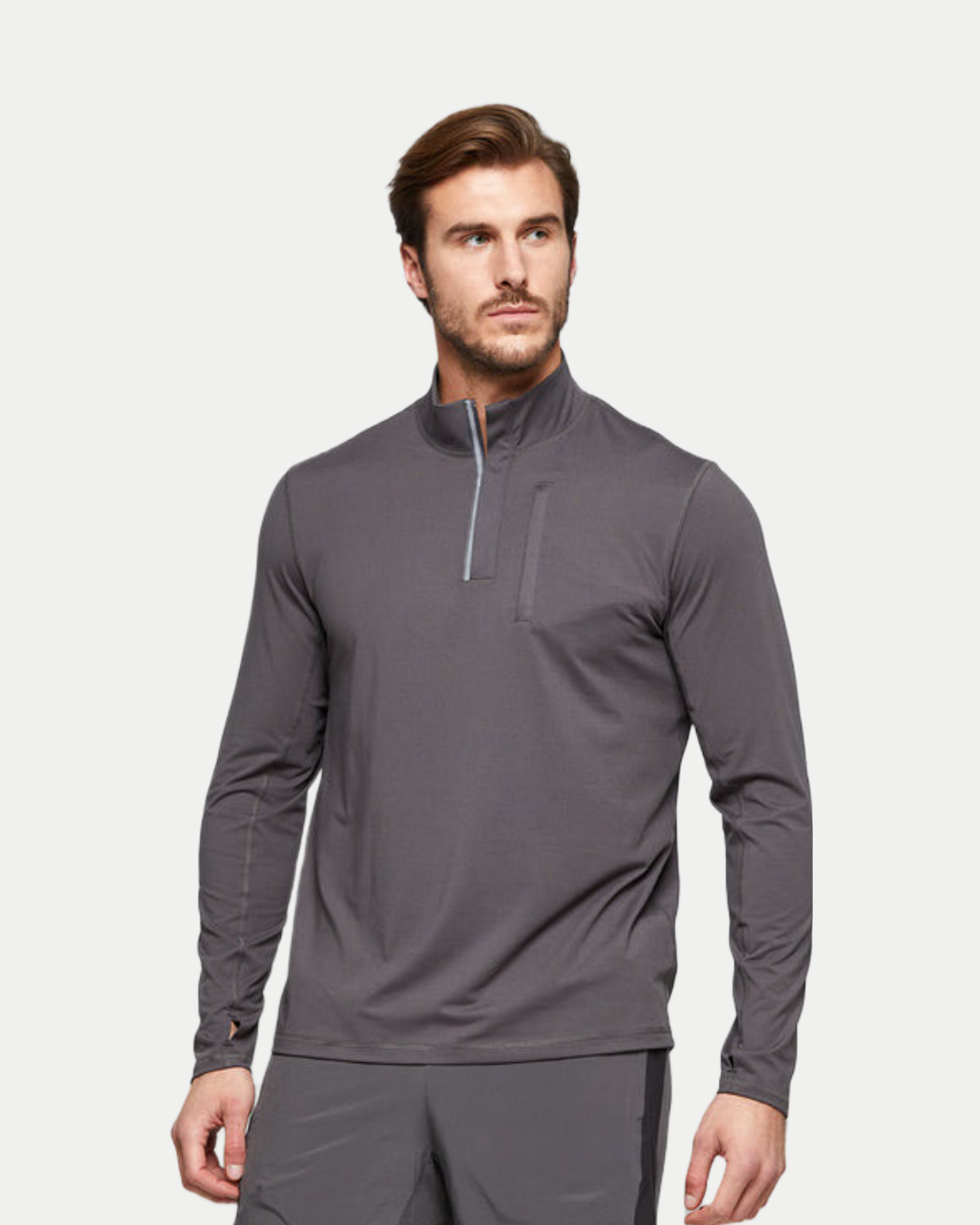Men's active quarter zip shirt in charcoal gray