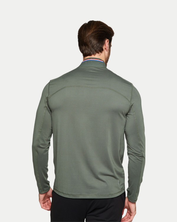 Men's active quarter zip shirt in thyme green