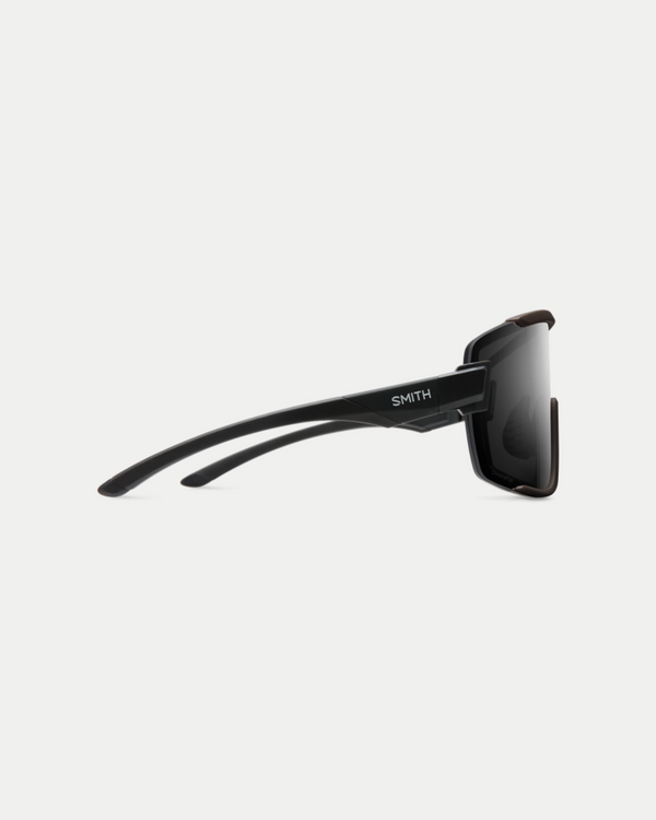 Men's active sunglasses that offer protection and have the coverage of goggles. An easy-to-wear style with a no-slip nose piece in matte black/black