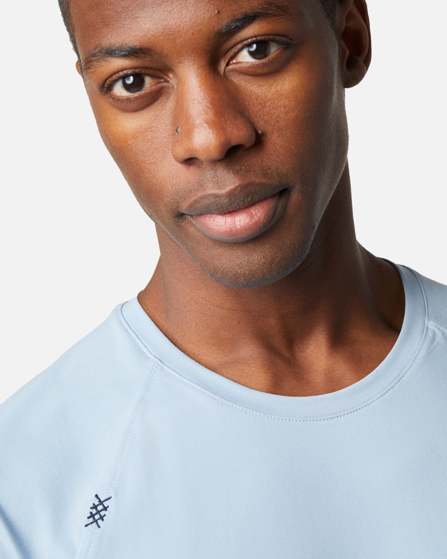 Men's performance/work out crewneck shirt in sky blue