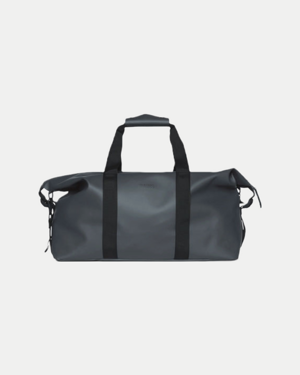 Waterproof, minimalistic duffel bag with a single main compartment in slate grey