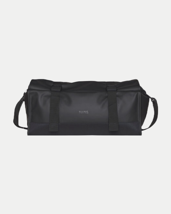Waterproof duffel bag with rolltop closure in black