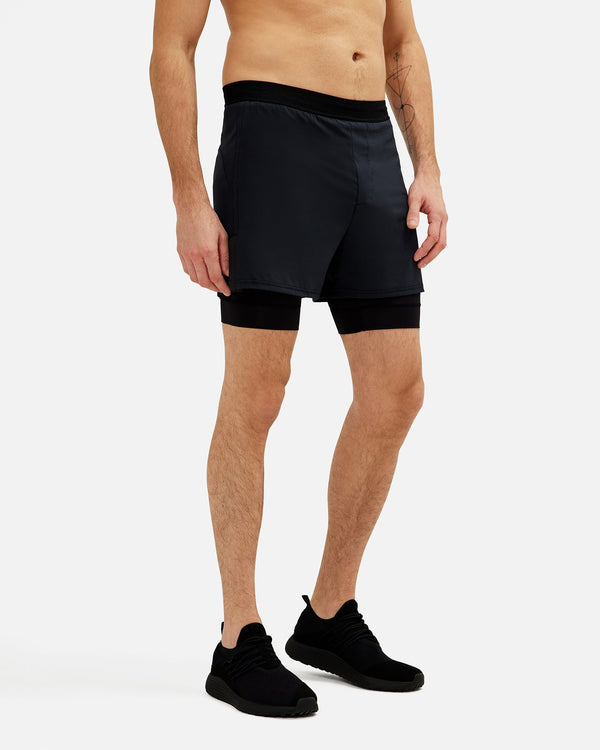 Men's 4 inch lined work out short in black