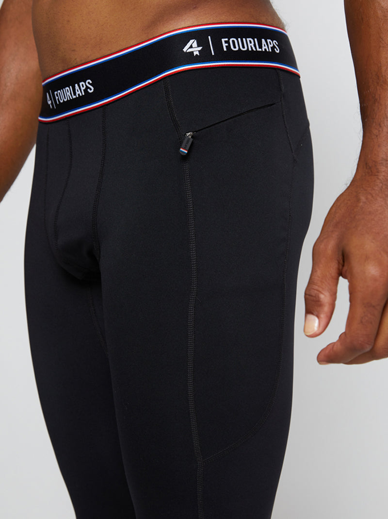 Men's performance tight with 4-way stretch in black
