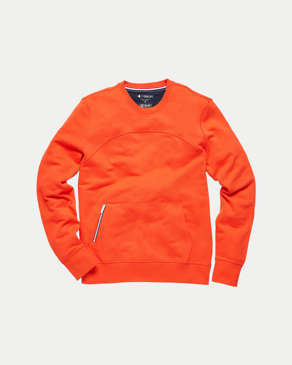 Men's soft, lightweight crewneck sweatshirt in bright orange