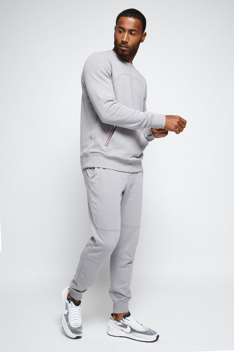 Men's soft, lightweight crewneck sweatshirt in light grey