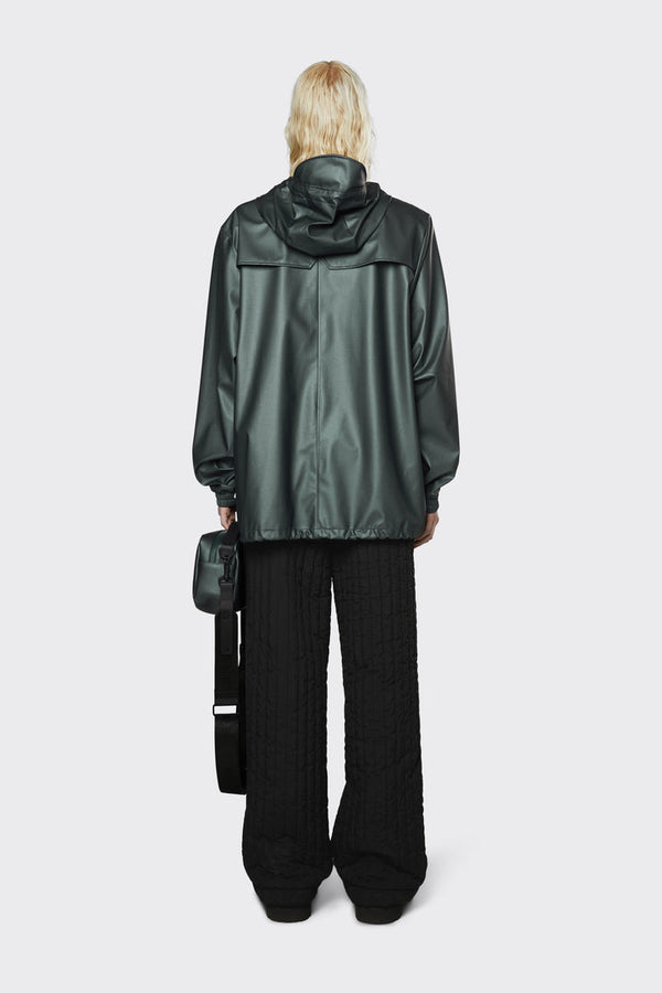 Men's sporty raincoat jacket with waterproof zip closures and an adjustable hemline in color silverpine