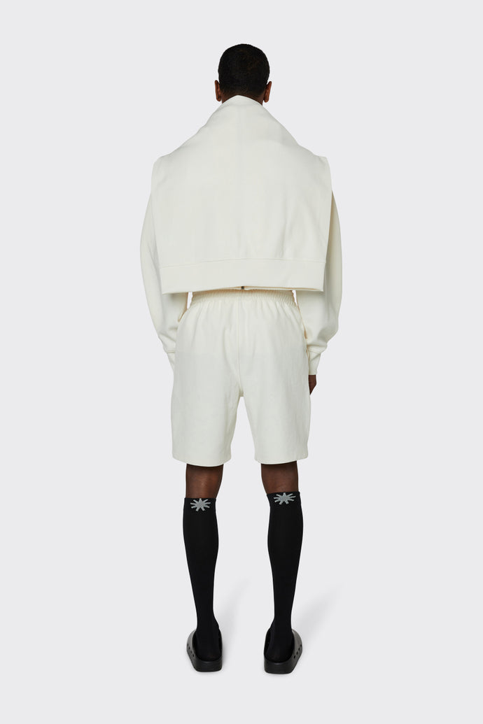 Men's 8 inch casual track style sweat short in off-white 