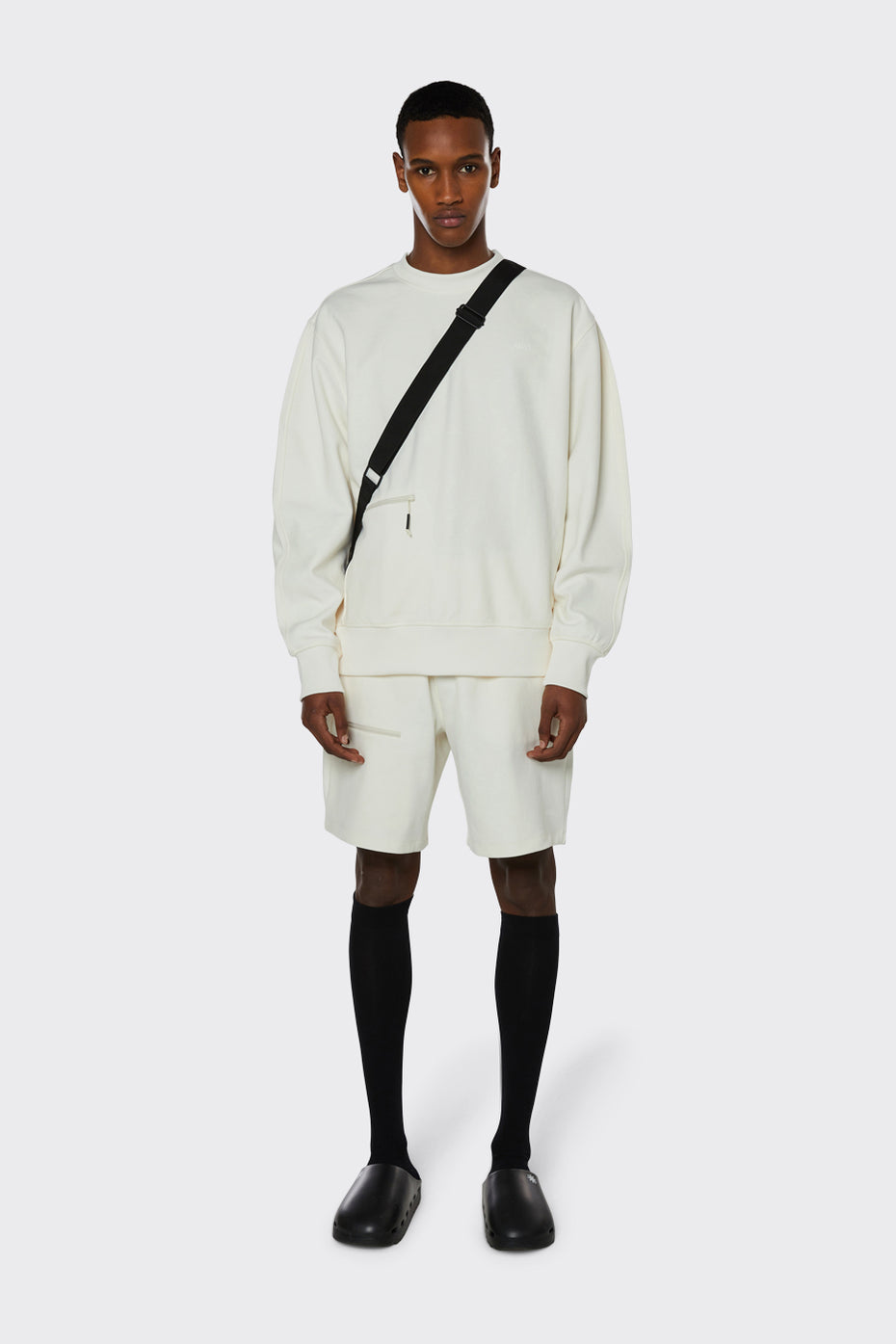 Men's athletic fit crewneck sweatshirt in off-white