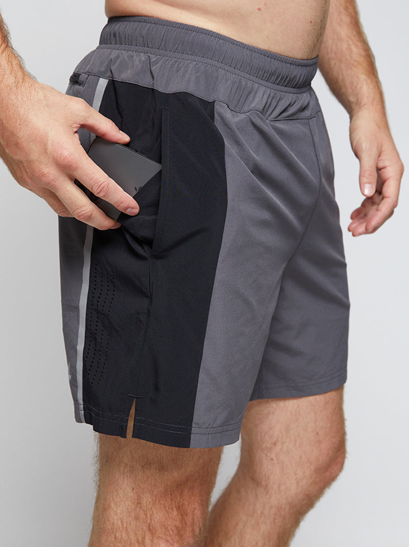 Men's 7 inch lined training short in charcoal/black