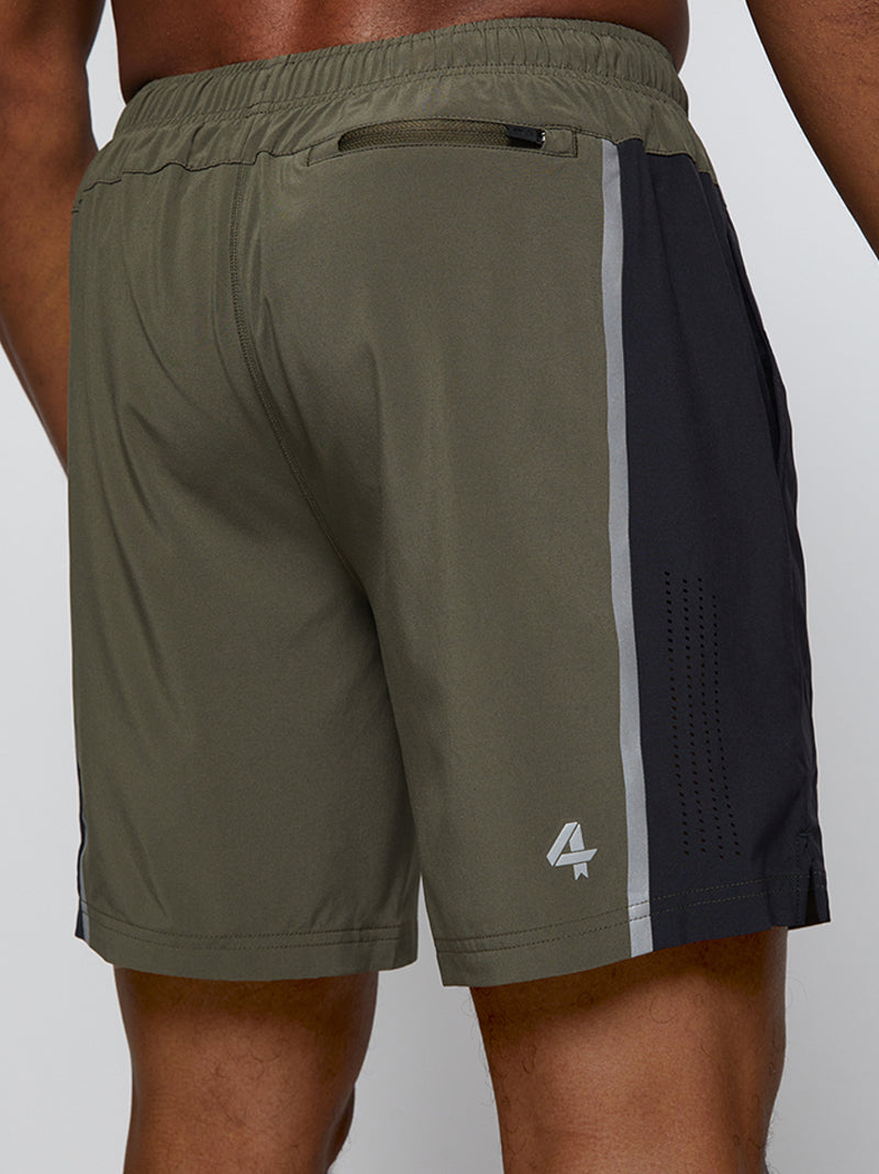Men's 7 inch lined training short in army green/black